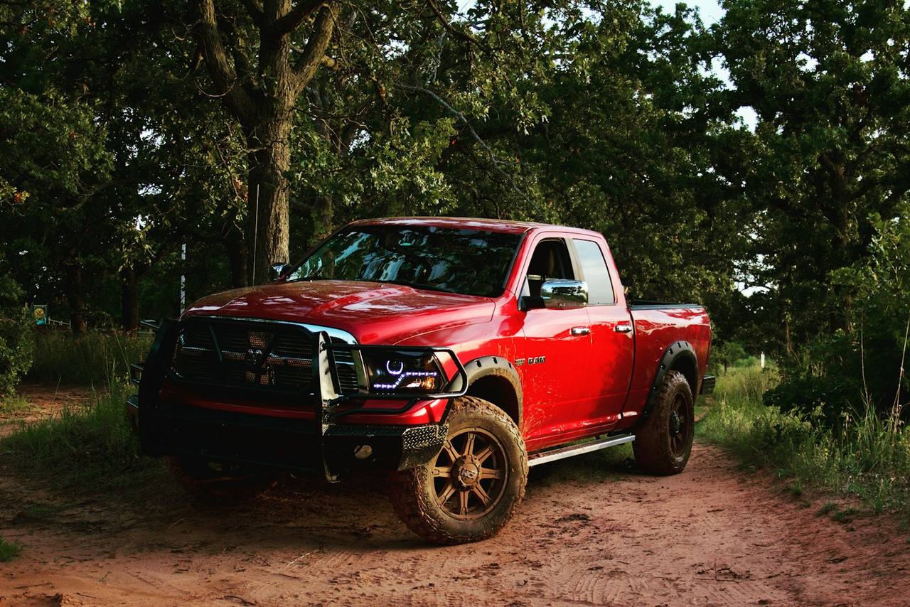 Lifted truck on bronze off-road wheels